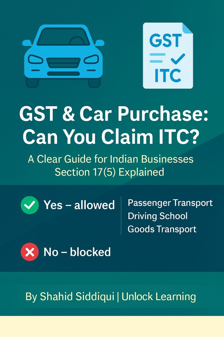 GST on Car Purchase & ITC Eligibility — Complete Guide for Indian Business Owners 🇮🇳